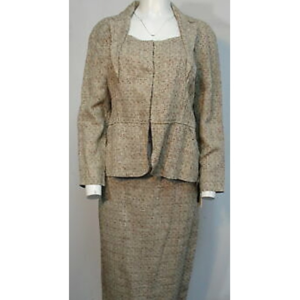Ports Pearl Mix brown ivory tweed Skirt Suit Set
